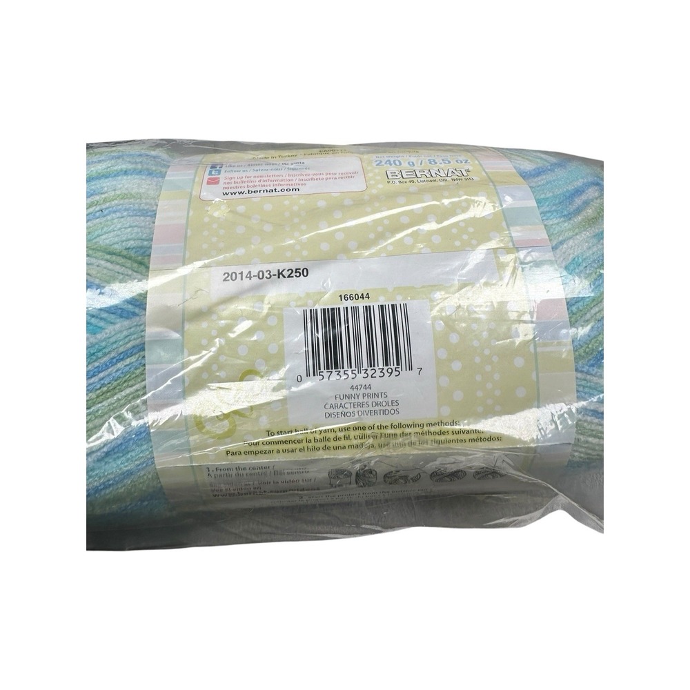 Bernat Baby Sport Funny Prints #44744 240g Skein 8.5 OZ 892 Yards Blue Green - Picture 4 of 8